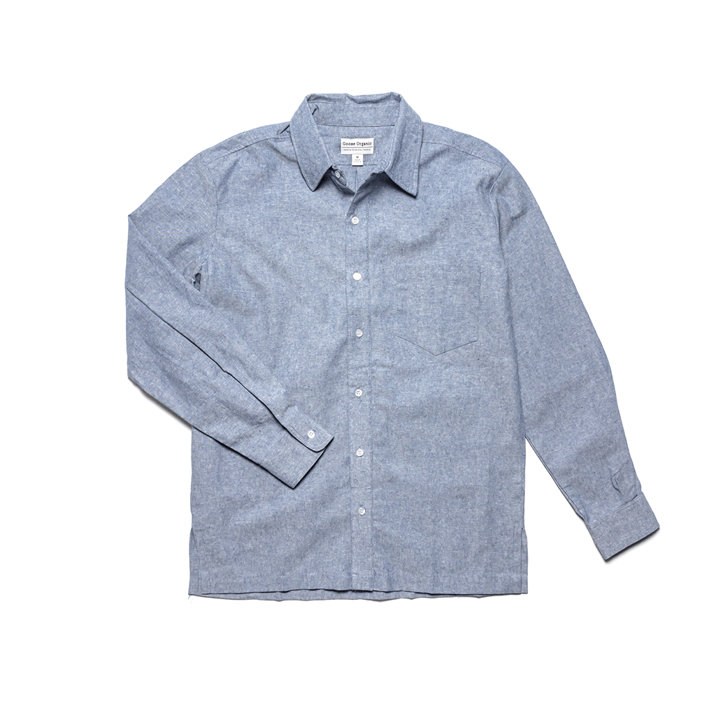 Buy Mens Organic Shirt With Long Sleeve Button Down Online - Goose Organic